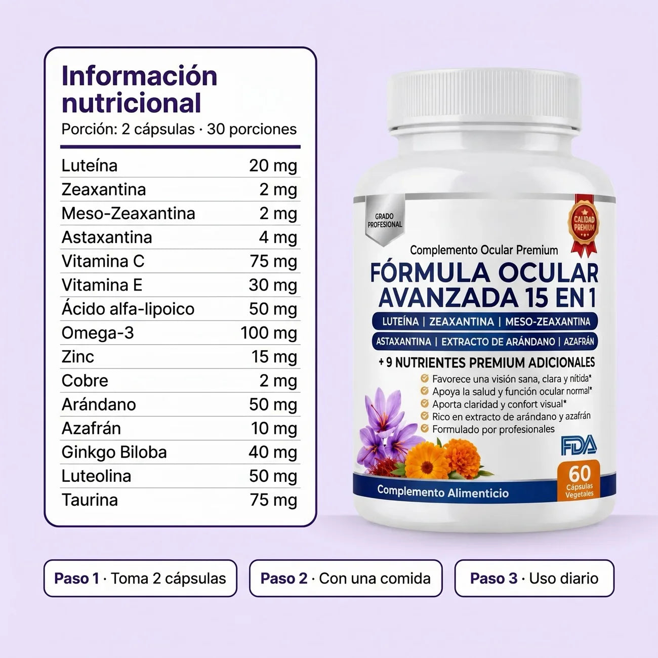 Visión Avanzada - Información nutricional